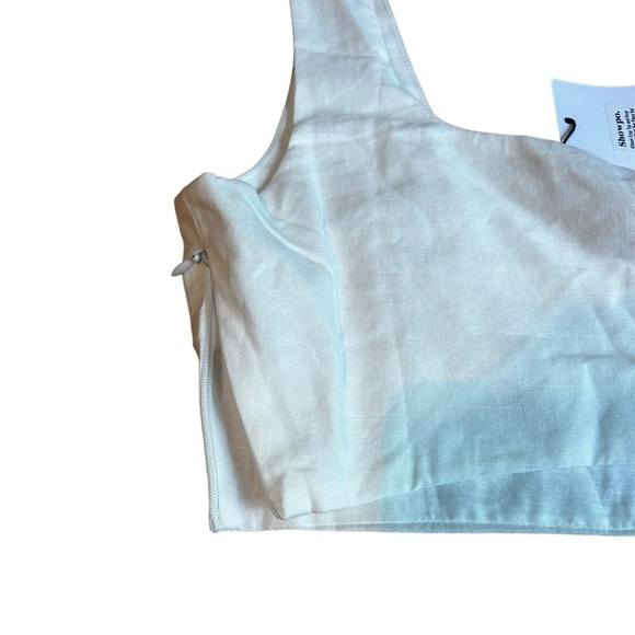 Showpo Gibson White Crop Top Size 10 Square Neck Linen Summer NWT - Picture 7 of 11
